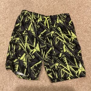 Stylish black shorts with vibrant green graphic patterns swimsuit